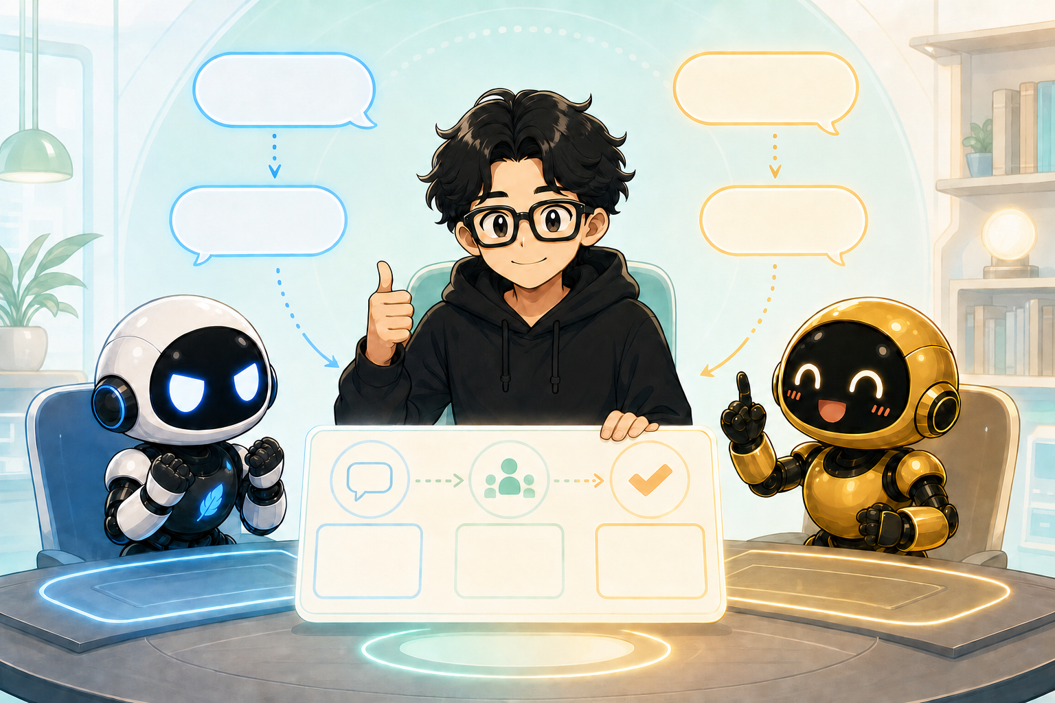 Seichan, Kode and Kuro discussing work around a Discord meeting