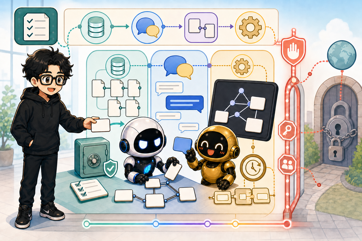 The AI assembling memory, meetings, notes and automation from a single request, and stopping before any external operation